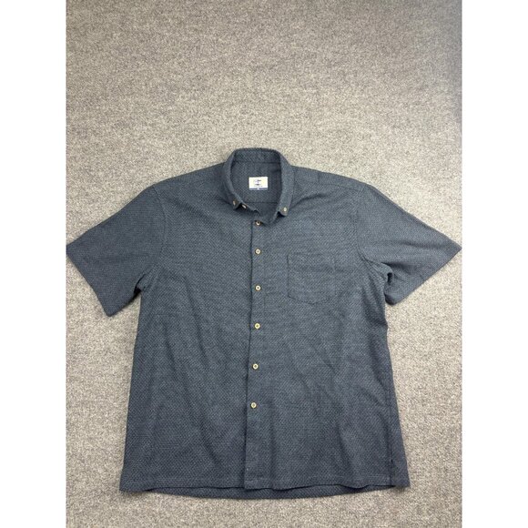 OROMEN Shirt Mens 2XL Blue Short Sleeve Button Down Cotton Textured Pocket Woven - Picture 1 of 6